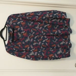 Lane Bryant outlet blue floral vneck blouse long sleeve